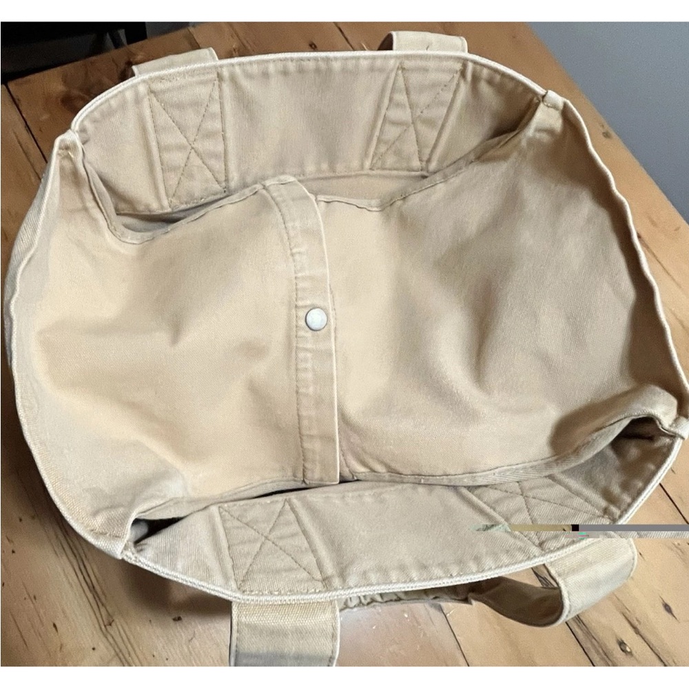 Vintage J.CREW Cotton Canvas Tote Bag - Tan Khaki Large Snap Thick - Picture 11 of 15